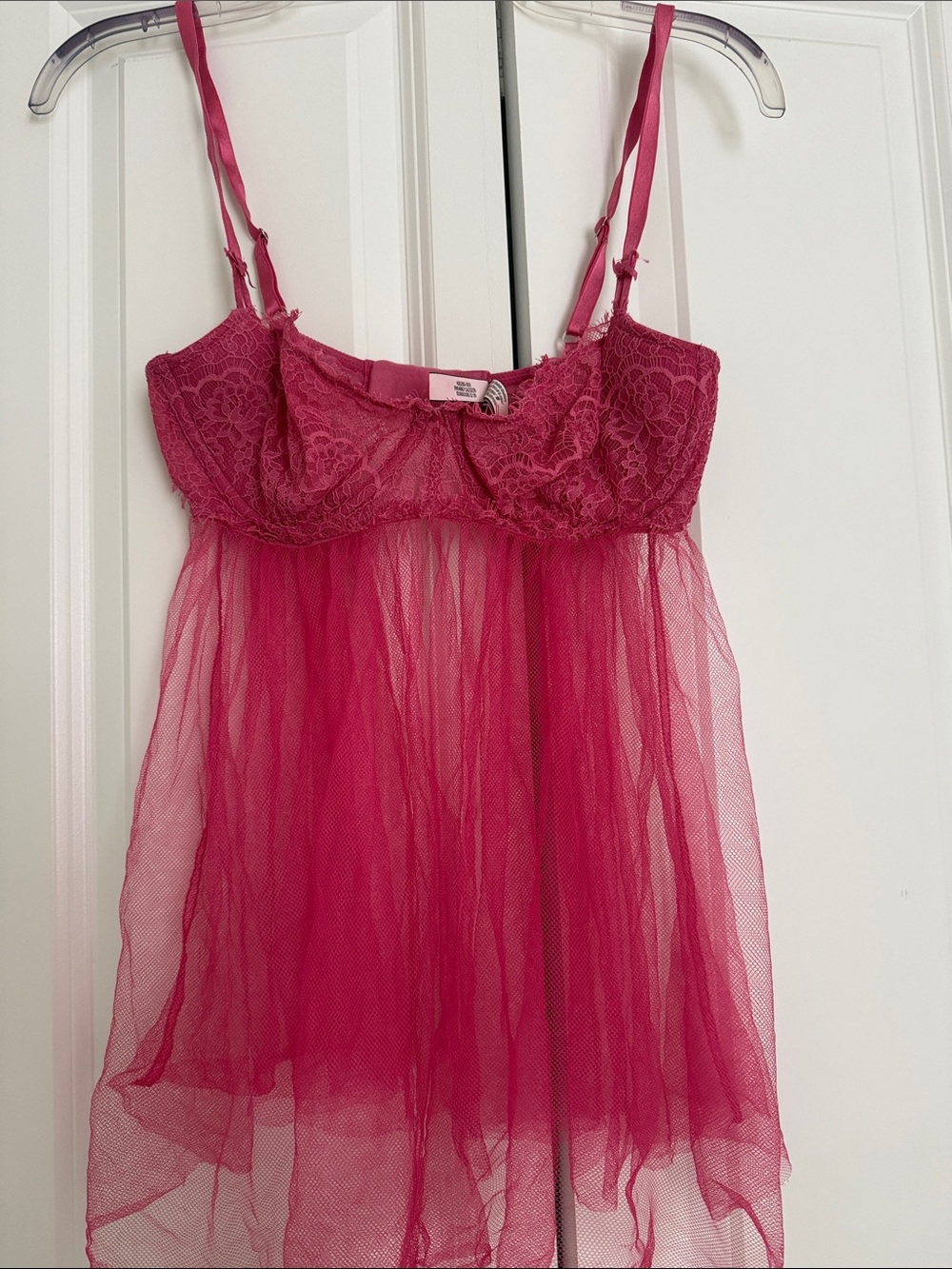 Victoria's Secret Fuchsia Lace & Mesh Chemise